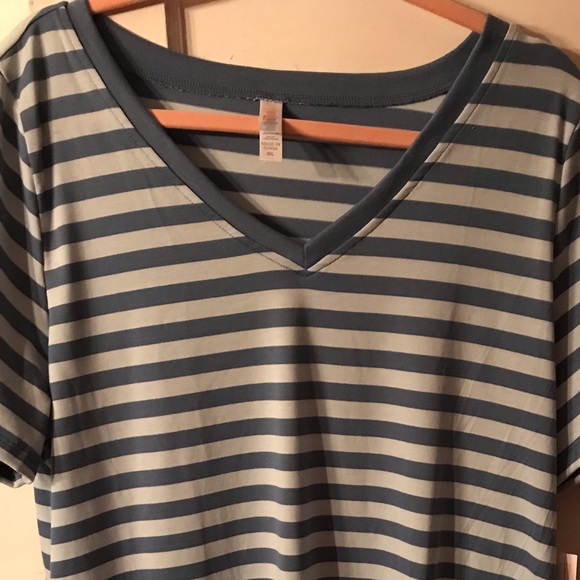 Two tone Striped V Neck, Christy T - LuLaRoe, Blue - Picture 2 of 4